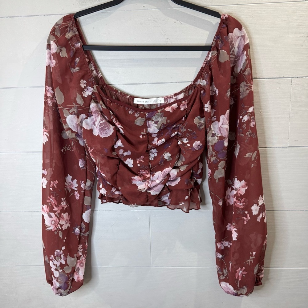 Altar'd State | Women's Floral Chiffon Blouse Size Small